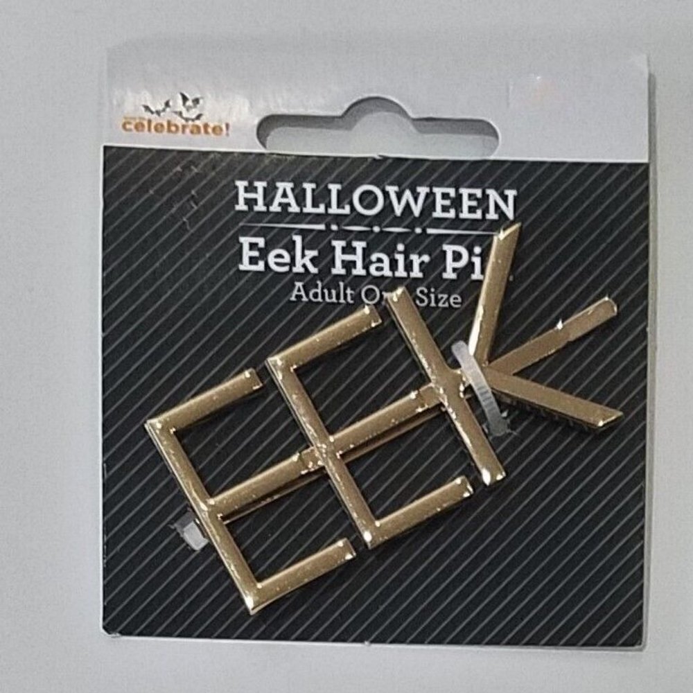 NEW 1 Gold-Tone Halloween EEK Hair Pin Adult OS 2" wide Costume Accessory